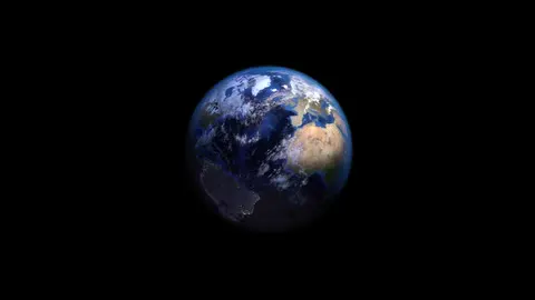 Earth seen from orbit, turning without a sound.