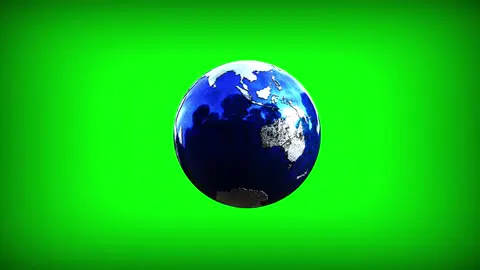 A green-lit Earth rotating in three dimensions.