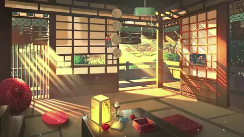 A Japanese house under a slow-moving sky.