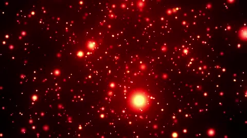 Red lights moving through a deep abstract field.