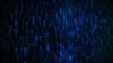 Blue data streaming down in endless columns.