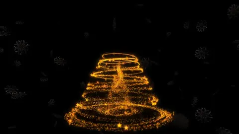 A Christmas tree with its lights blinking softly.